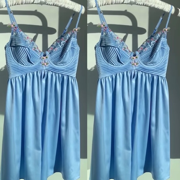 For Love And Lemons Bluebell Bow Slip Dress Small NEW - Picture 3 of 12